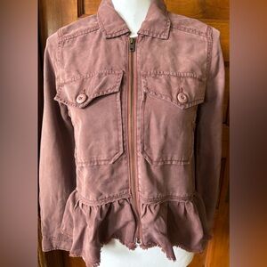 American Eagle Women's Mauve Ruffle Hem Jacket